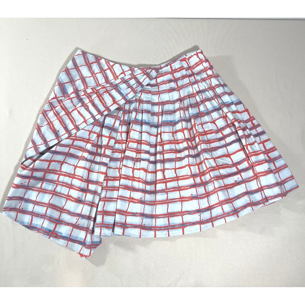 Anthropologie Maeve Imprecise Asymmetrical Plaid Skirt Size‎ 6 Petite Side Zip